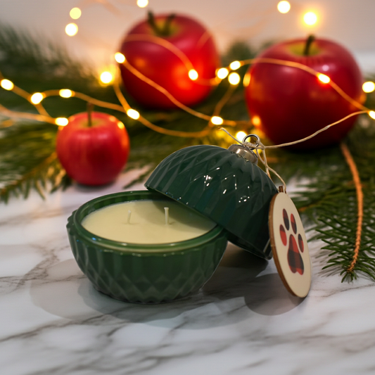 Evergreen & Apple Christmas Ornament Candle