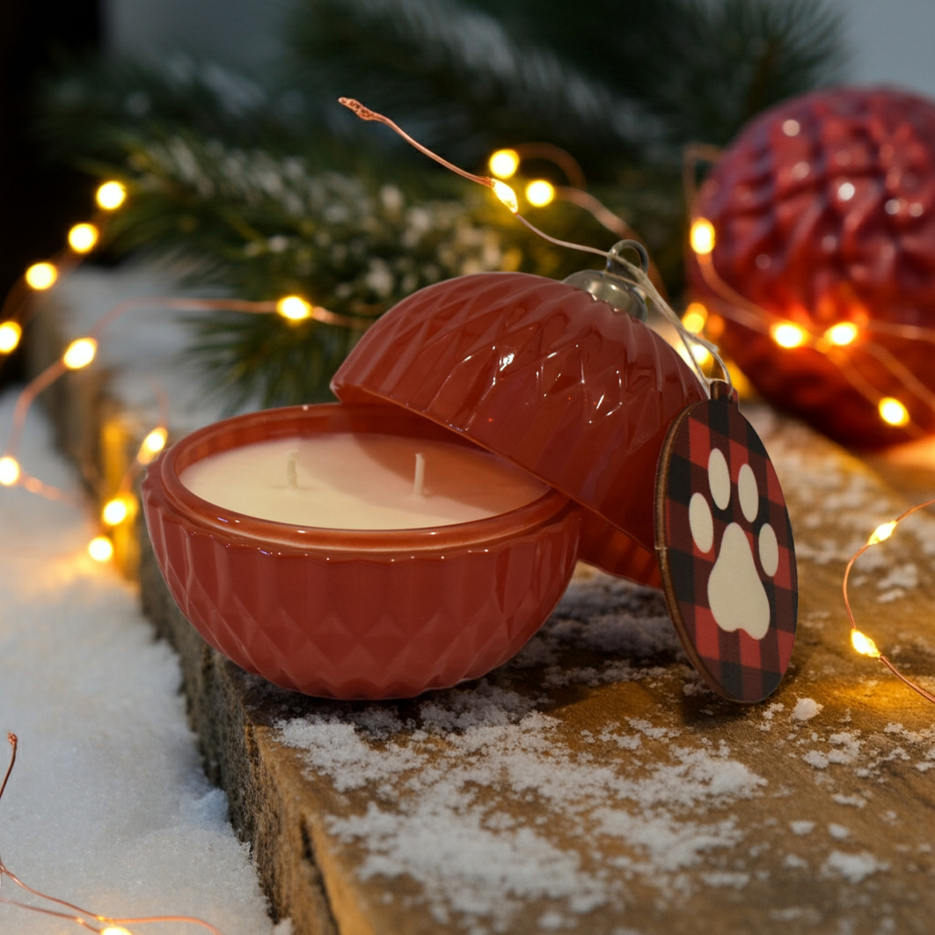 Woodland Snow Christmas Ornament Candle